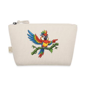 Colorful Parrot on Branch – Pose - Organic Pouch - nature - Front