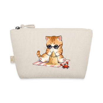 😸 🏖 Chat à la plage avec château de sable - Trousse biologique - nature - Devant