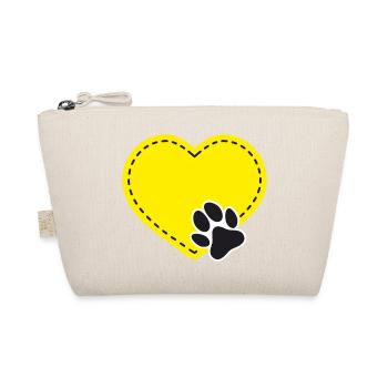 Cœur jaune personnalisable avec patte de chien - Trousse biologique - nature - Devant