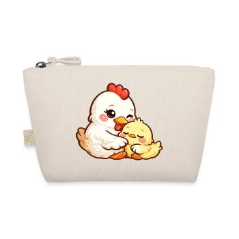 Maman poule câline son petit poussin - Trousse biologique - nature - Devant
