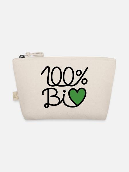 100% BiO – Grünes Herz Illustration - Bio-Täschchen - Natur