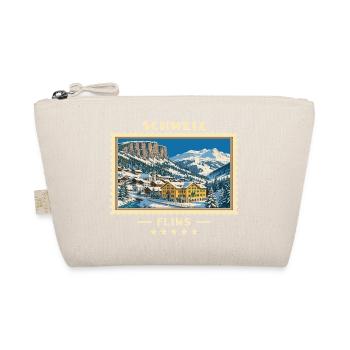 Schweiz Flims Winter Vintage Reisemarke - Bio-Täschchen - Natur - Vorne