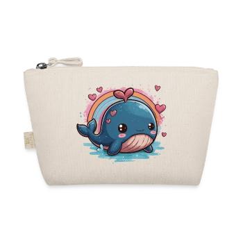 Kawaii Herzwal mit Regenbogen - Bio-Täschchen - Natur - Vorne