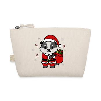 Süße Kawaii Santa Badger Weihnachtsgeschenktasche - Bio-Täschchen - Natur - Vorne