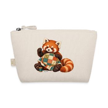 Roter Panda quiltet von Hand - Bio-Täschchen - Natur - Vorne
