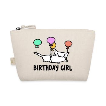Katze mit Ballons Birthday Girl Geschenk - Bio-Täschchen - Natur - Vorne