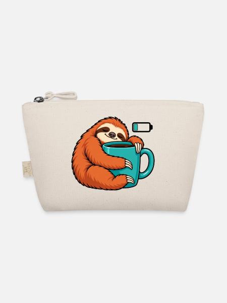 Cozy Sloth Kaffeetasse Kunst - Bio-Täschchen - Natur