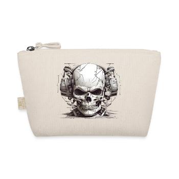 Modern skull with headphones in black and white - Organic Pouch - nature - Front