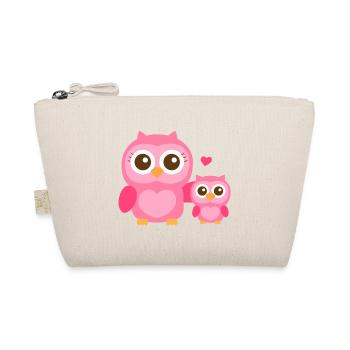 Cute Owl Mum and Child - Organic Pouch - nature - Front