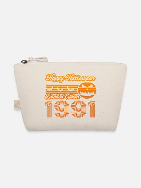 Halloween Kürbis Geburtstag Baujahr 1991 Vintage - Bio-Täschchen - Natur - Vorne