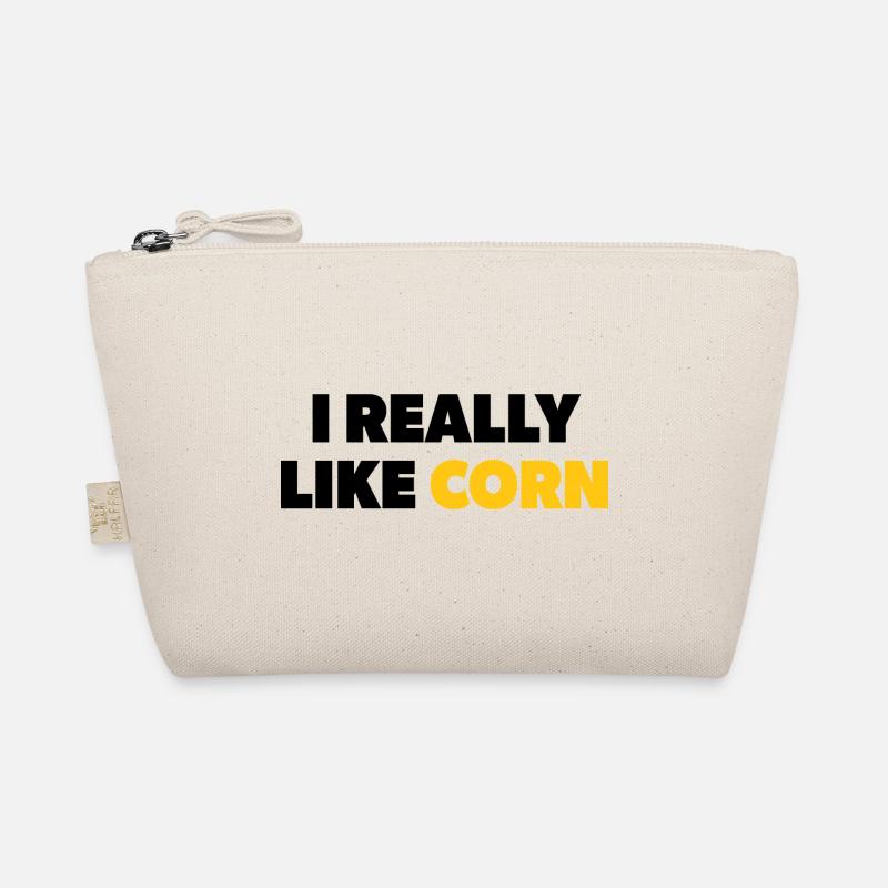 "I Really Like Corn" text in black & yellow Organic Pouch