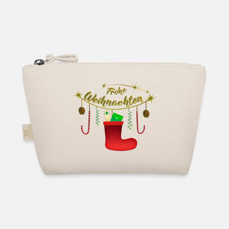 Frohe Weihnachten Candy Nikolausstiefel - Bio-Täschchen - Natur