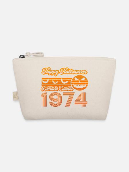 Kürbis Halloween Geburtstag Baujahr 1974 Vintage - Bio-Täschchen - Natur - Vorne