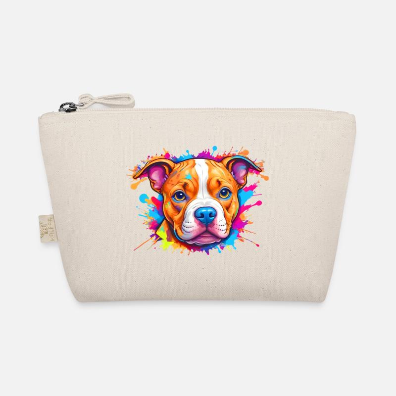 Hunde Welpen Logo Bunter Farbklecks - Bio-Täschchen - Natur