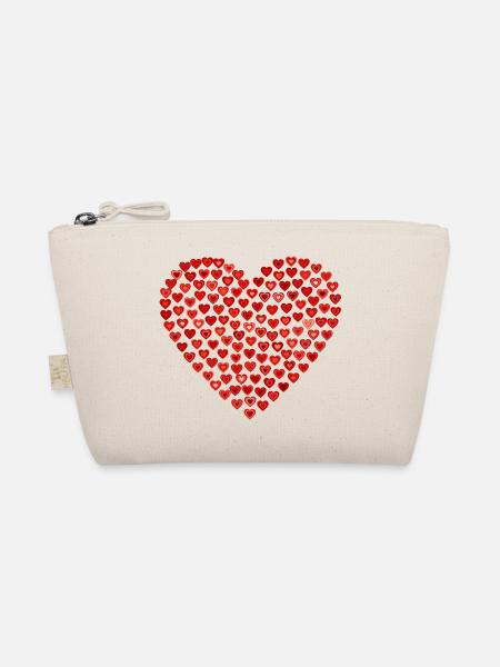 Red heart of little hearts - Organic Pouch - nature