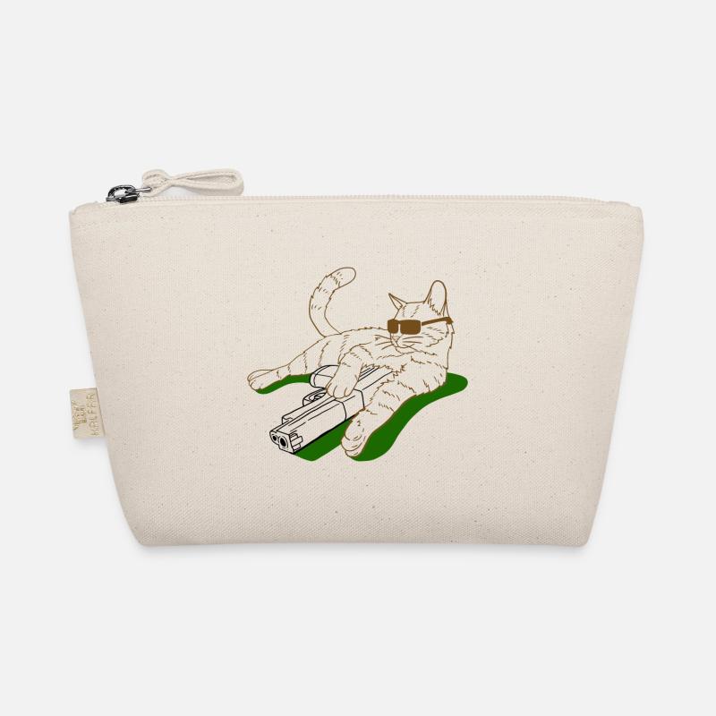 Katze mit Waffe und Sonnebrille Bio-Täschchen