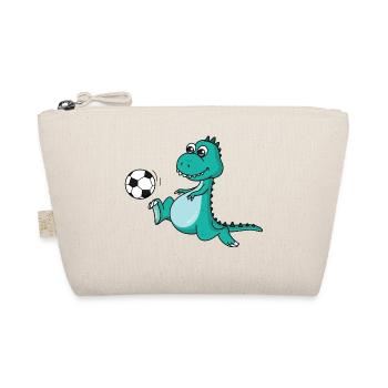 Dino Fussball süß -Kind Geschenk - Bio-Täschchen - Natur - Vorne