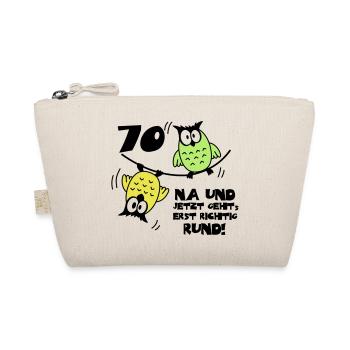 70 birthday, owls on the wire rope, round - Organic Pouch - nature - Front