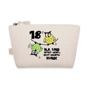 18 birthday, owls on the rope, round - Organic Pouch - nature - Front