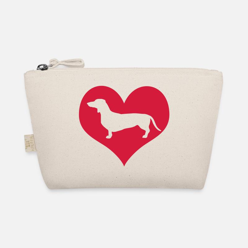 Dackel Herz Teckel Dachshund Hund Hundeliebe - Bio-Täschchen - Natur