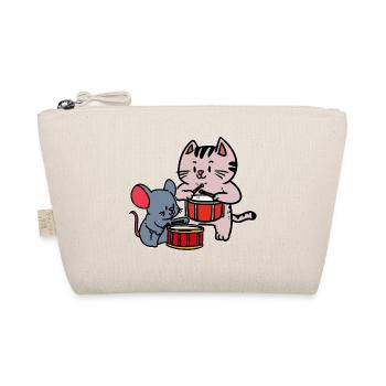 Musicians Mouse Drummer Kids Toddler Cat - Organic Pouch - nature - Front