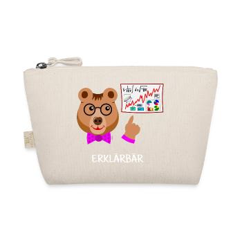 Explainer bear, teacher funny bear intelligent, smart - Organic Pouch - nature - Front