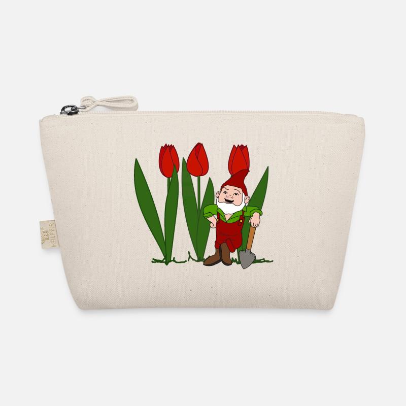 Gartenzwerg, Tulpen, Frühling, Garten - Bio-Täschchen - Natur