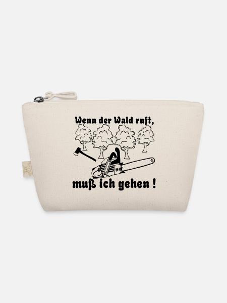 Motorsäge , Kaminholz , wenn der Wald ruft muß ich - Bio-Täschchen - Natur