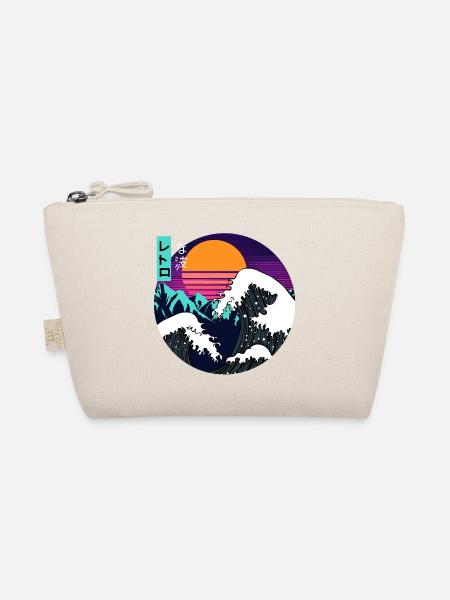 Great Wave Kanagawa Vaporwave Synthwave Aesthetic - Bio-Täschchen - Natur
