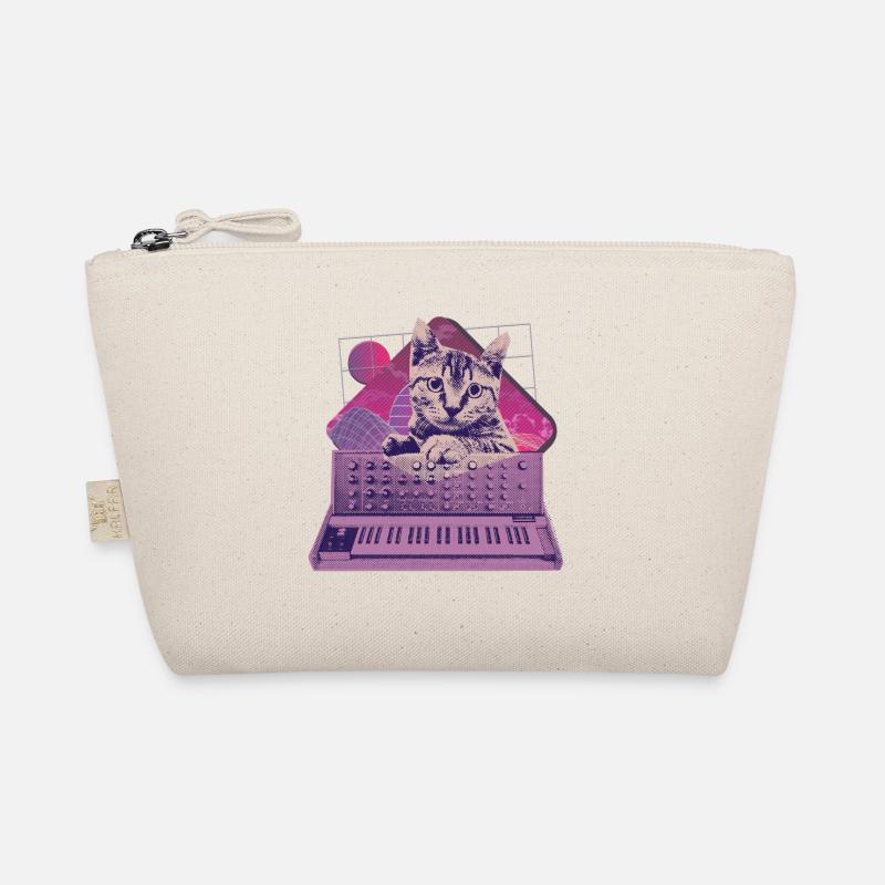 Retro Synthesizer Katze Vaporwave Aesthetic Analog - Bio-Täschchen - Natur