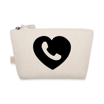 Cœur ou cœur avec téléphone ombre coupée - Trousse biologique - nature - Devant
