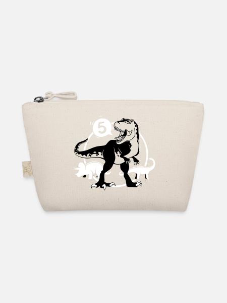 Dinosaurier 5 Jahre T-Shirt - Bio-Täschchen - Natur - Vorne