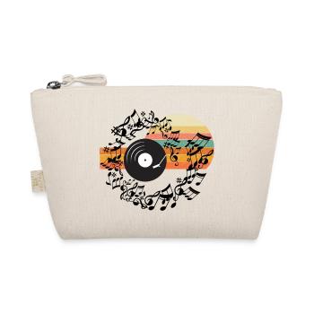 Retro Vinyl Rhythm Stripes - Organic Pouch - nature - Front