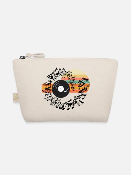 Retro Vinyl Rhythm Streifen - Bio-Täschchen - Natur