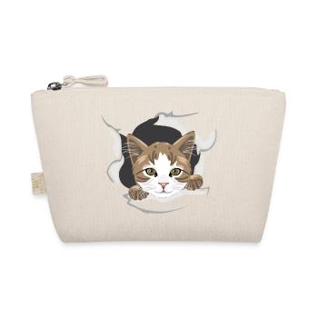 Un chat heureux jette un coup d’œil à travers du papier déchiré - Trousse biologique - nature - Devant