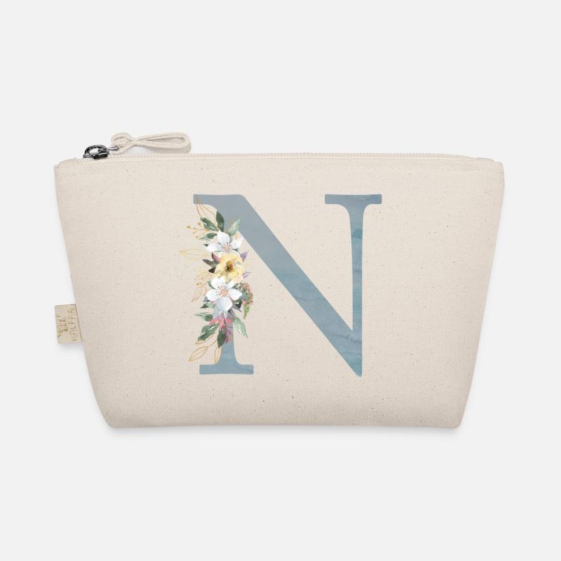 Spring Flowers Monogram N Organic Pouch