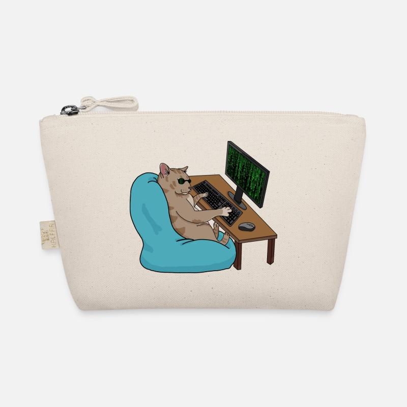 Cat Hacker with Sunglasses Organic Pouch