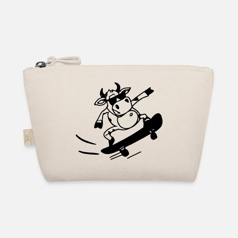 Kuh Skateboard Lustig Geschenkidee Bio-Täschchen