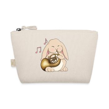 Cute French Horn Player Kawaii Rabbit - Organic Pouch - nature - Front