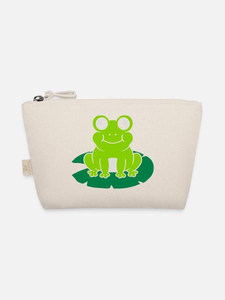 Niedlicher Frosch sitzt Seerose - Bio-Täschchen - Natur - Vorne