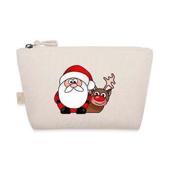 Christmas Santa Reindeer cartoon - Organic Pouch - nature - Front