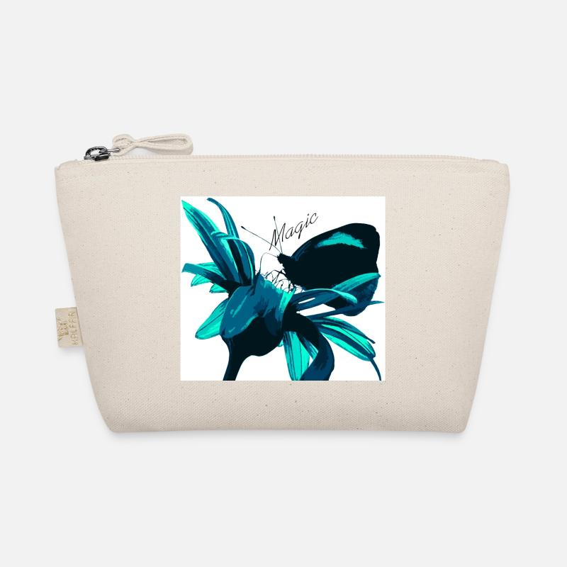 Teal Magic Flower Print Organic Pouch