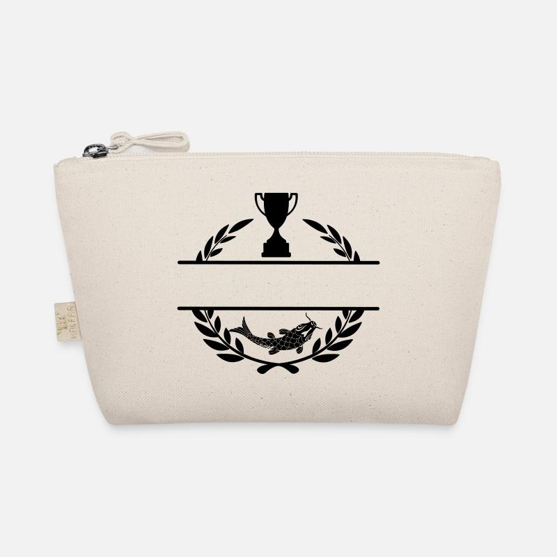 Fish and cup in laurel wreath with blank text bar Organic Pouch