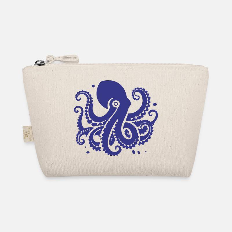 Oktopus in blau - Bio-Täschchen - Natur