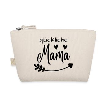 "Glückliche Mama" Muttertagsspruch, Mamamotiv - Bio-Täschchen - Natur - Vorne