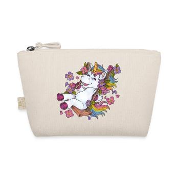 Niedliches Einhorn auf Schaukel Blumen Frühling - Bio-Täschchen - Natur - Vorne