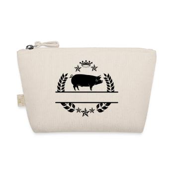 Pig in laurel wreath with stars and crown - Organic Pouch - nature - Front