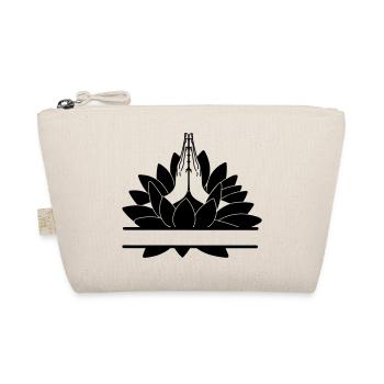 text bar namaste two hands from lotus - Organic Pouch - nature - Front