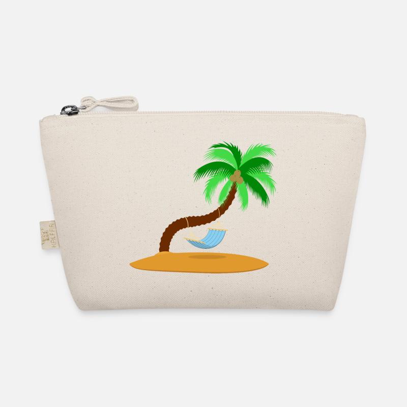 Lonely island with palm tree and hammock Organic Pouch