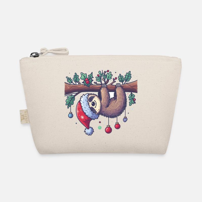 Christmas sloth hanging on branch Organic Pouch